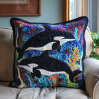 Coral Orca Quilted Cushion Cover printed cushion cover