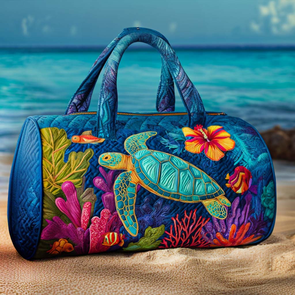 Coral Paradise Quilted Duffle Bag printed duffle bag