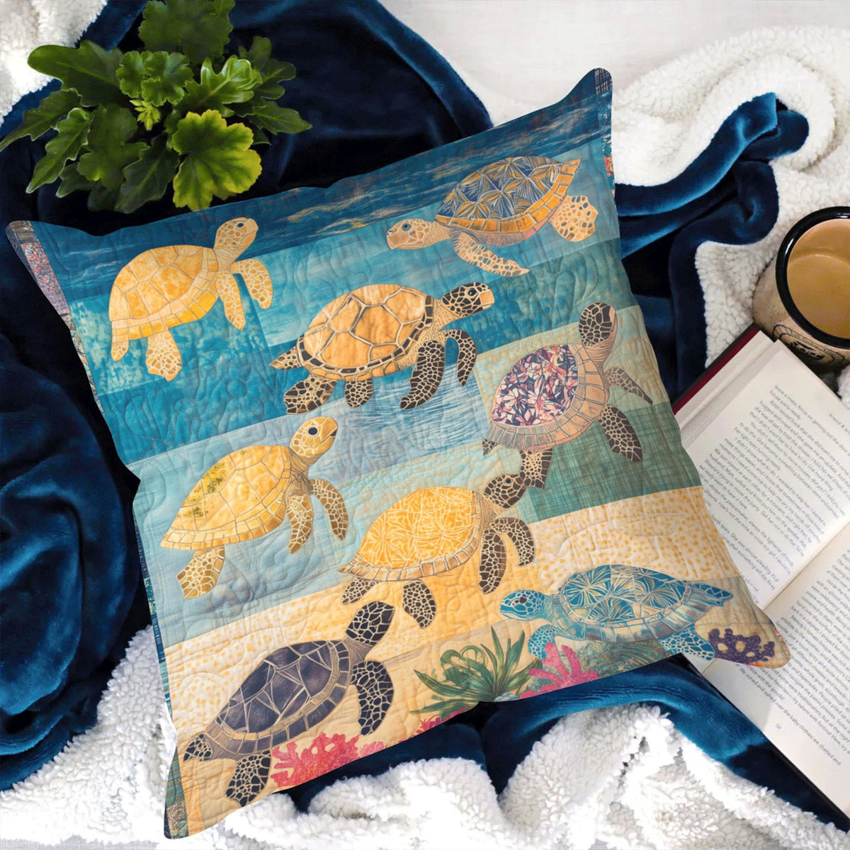 Coral Reef Comfor Quilted Cushion Cover printed cushion cover