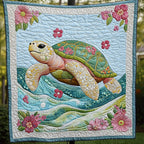 Coral Reef Turtle Adventure Quilted Blanket printed blanket