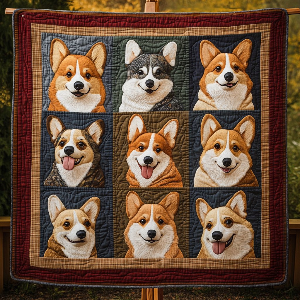 Corgi Adventure Tails Quilted Blanket printed blanket