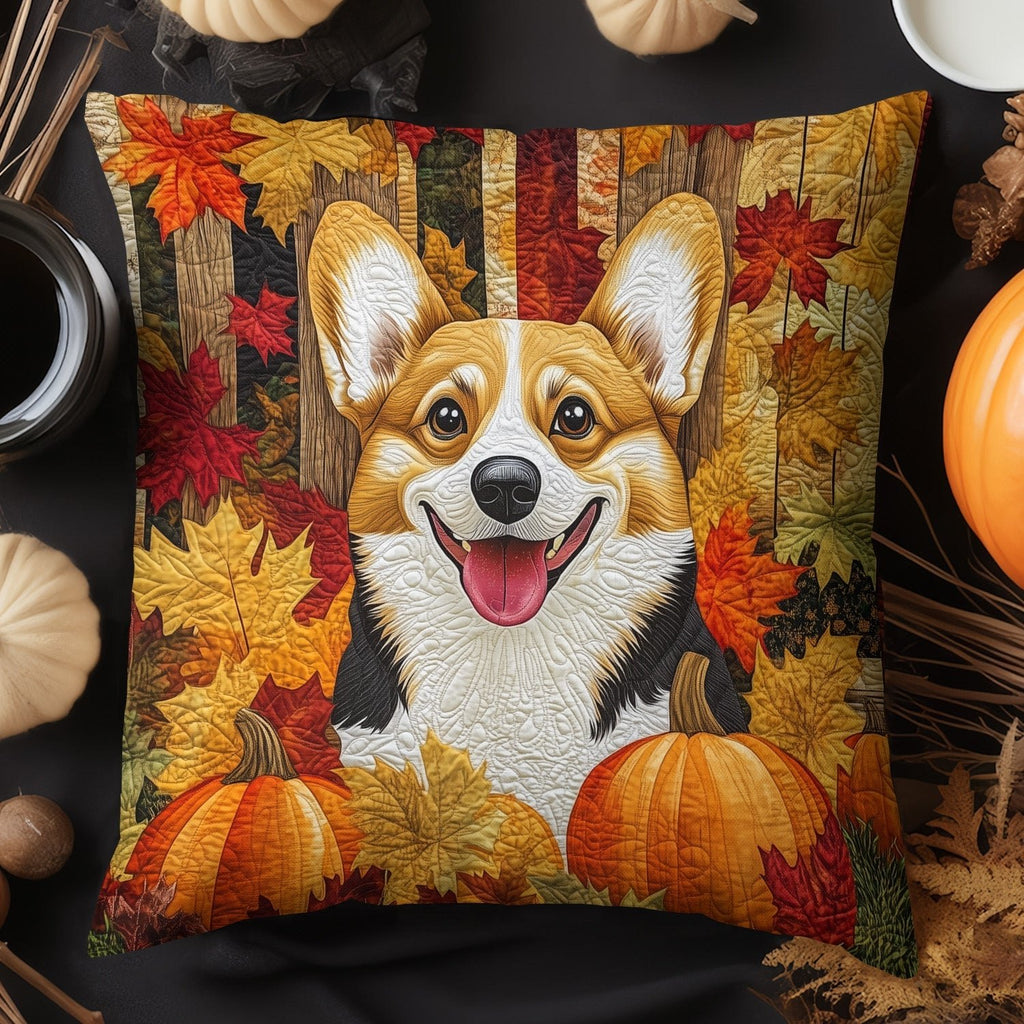 Corgi Companion Delight Quilted Cushion Cover printed cushion cover