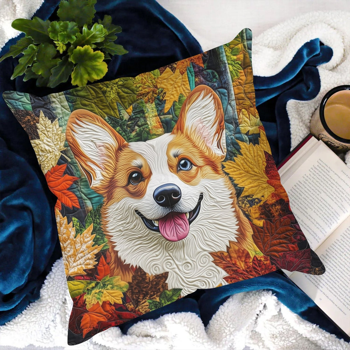 Corgi Cuddle Haven Cus Quilted Cushion Cover printed cushion cover