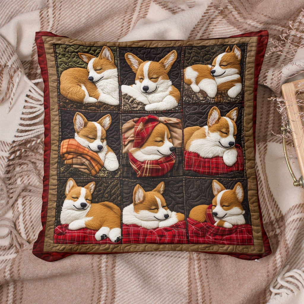 Corgi Joyride Quilted Cushion Cover printed cushion cover