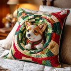 Corgi Noel Quilted Cushion Cover printed cushion cover