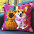 Corgi Wear Pink Quilted Cushion Cover printed cushion cover