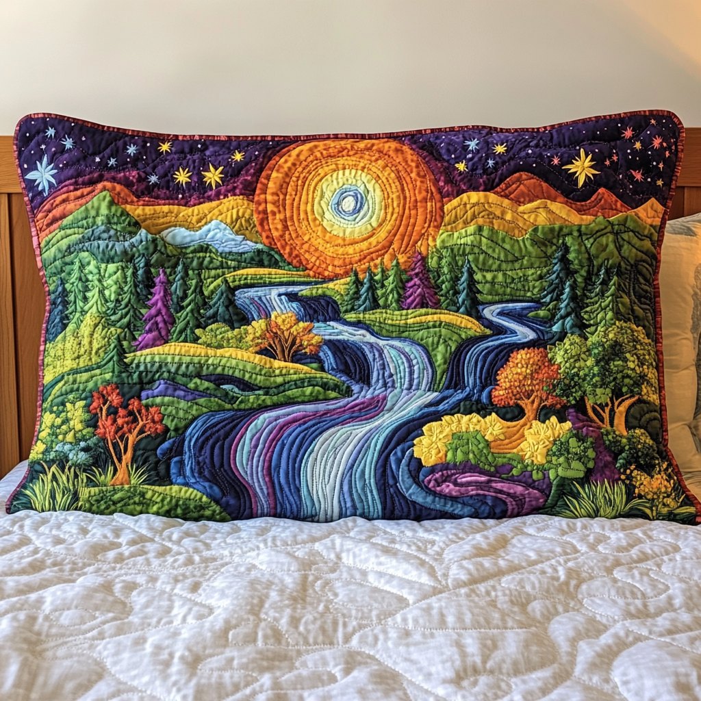 Cosmic Forest Glow Quilted Bedding Cushion Cover printed cushion cover