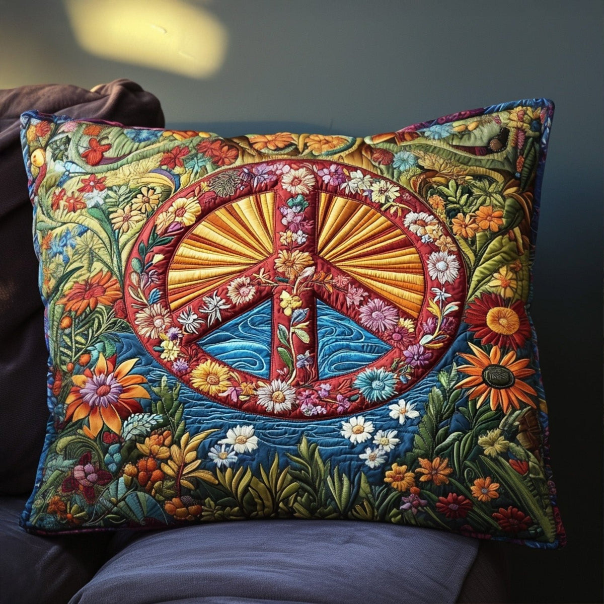 Cosmic Peace Quilted Bedding Cushion Cover printed cushion cover