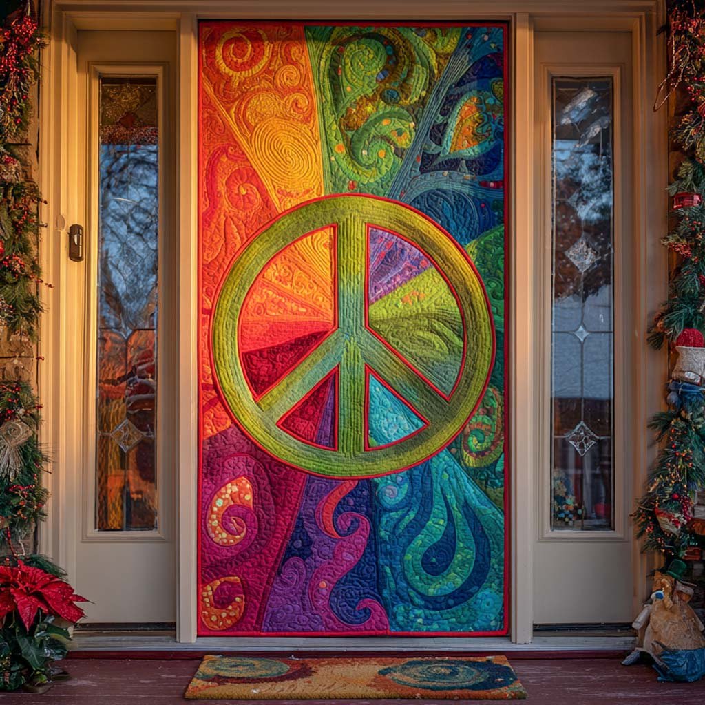Cosmic Peace Ripple Quilted Door Curtain printed door curtain