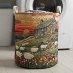 Cottage Sheep Quilted Laundry Hamper printed laundry hamper
