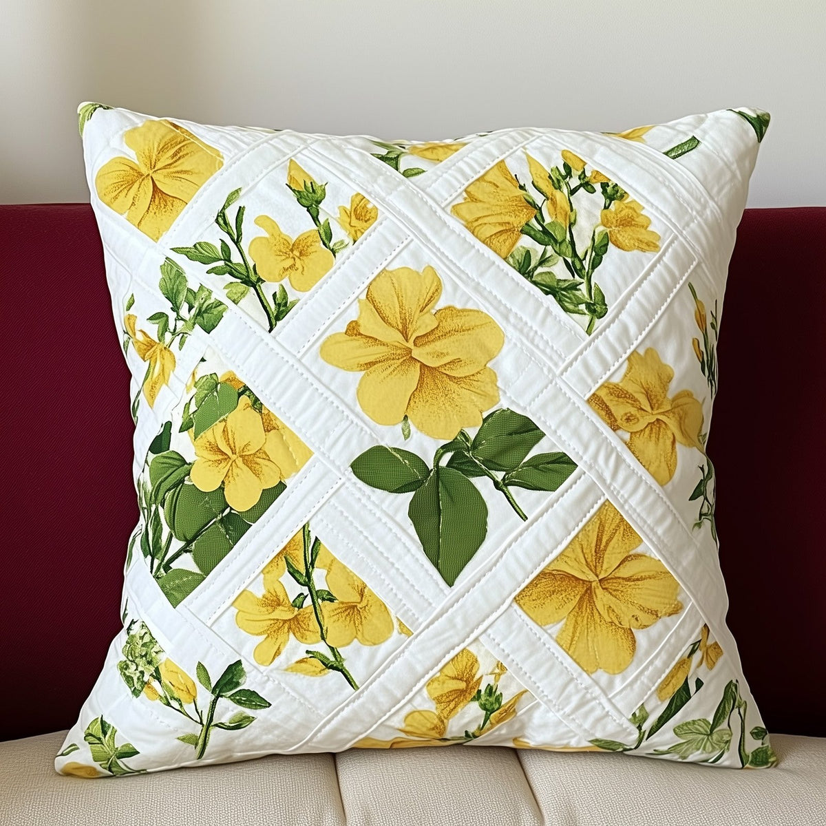 Country Bloom Quilted Cushion Cover printed cushion cover