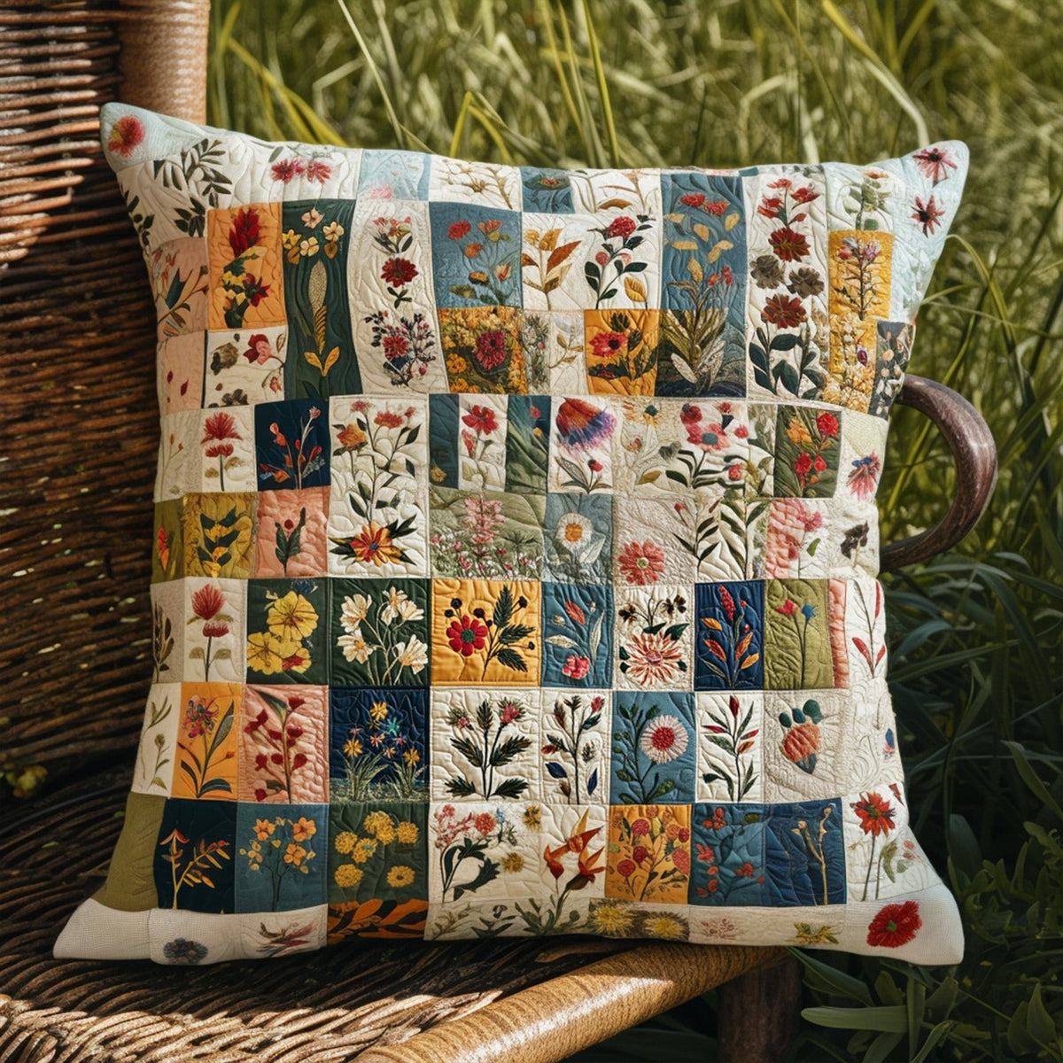 Country Bouquet Quilted Cushion Cover printed cushion cover