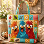 Country Chicken Life Quilted Tote Bag printed tote bag