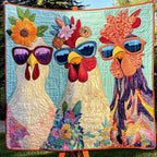 Country Cluckers Quilted Blanket printed blanket