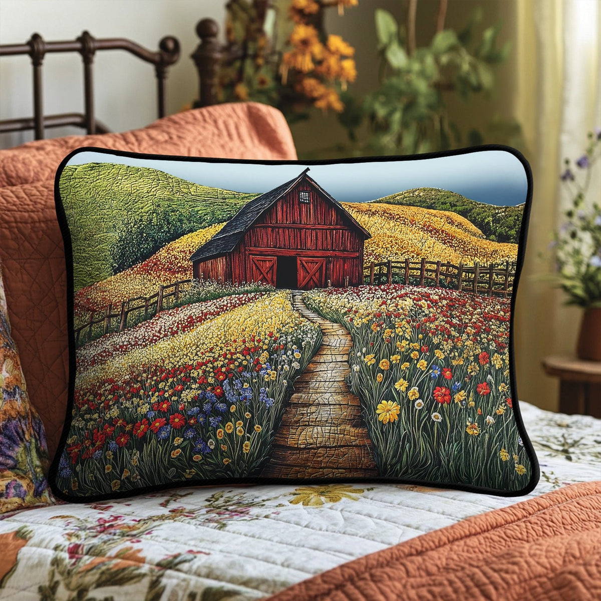 Country Comfort Quilted Bedding Cushion Cover printed cushion cover