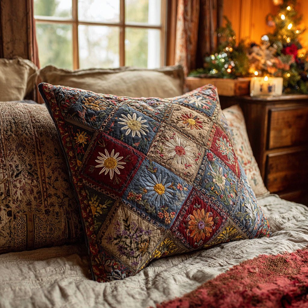 Country Flowers Quilted Cushion Cover printed cushion cover
