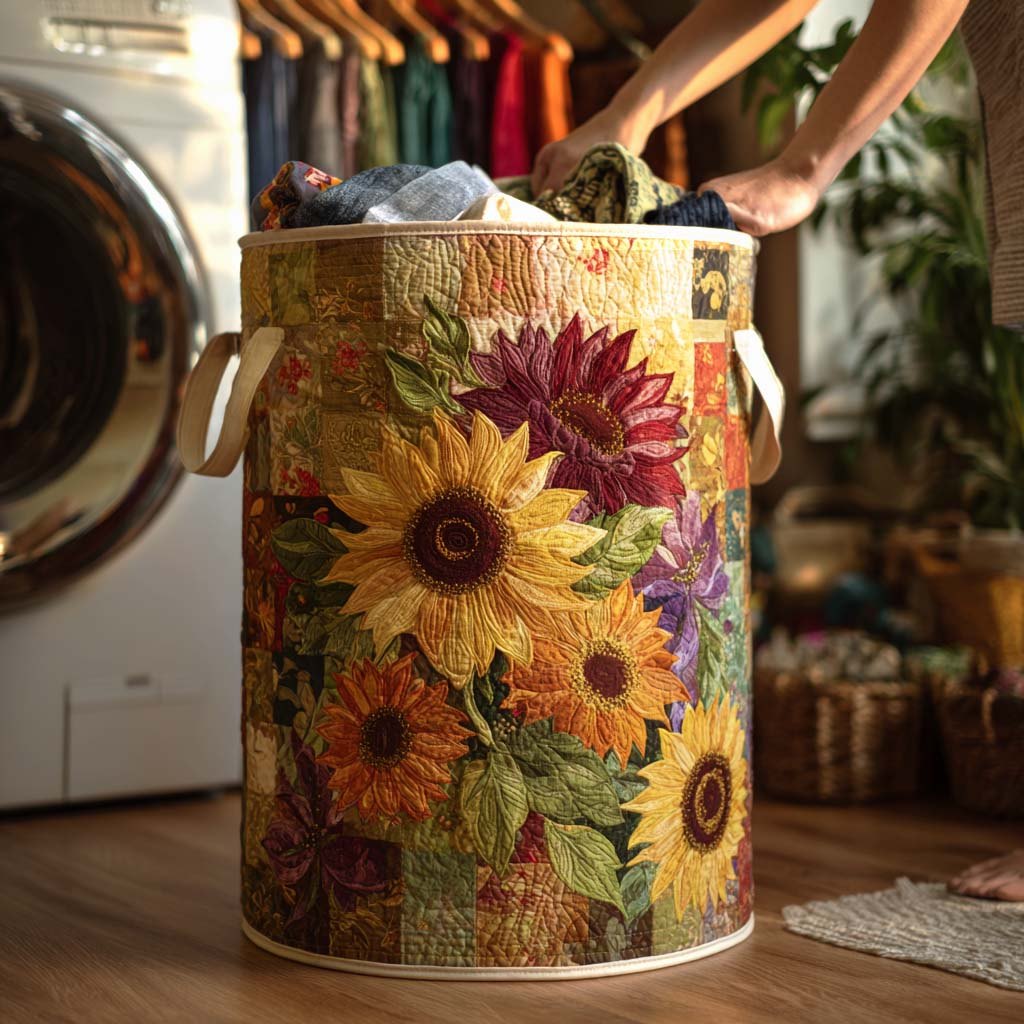Country Glow Quilted Laundry Hamper printed laundry hamper