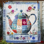 Country Teapot Quilted Blanket printed blanket