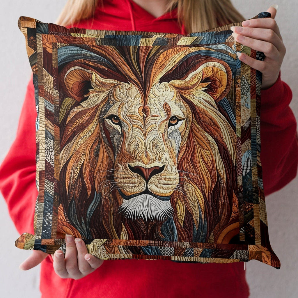 Courageous Native Lion Quilted Quilted Cushion Cover printed cushion cover