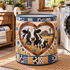 Cow Heart Quilted Laundry Hamper printed laundry hamper
