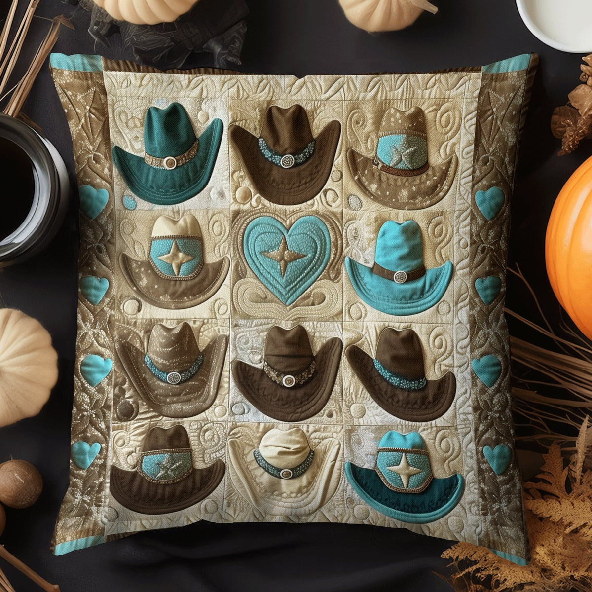 Cowboy Charm Quilted Cushion Cover printed cushion cover