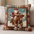 Cowboy Santa Longhorn Christmas Quilted Pillow Case printed quilted cushion cover