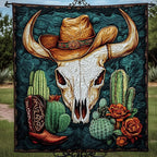 Cowboy Skull Quilted Blanket printed blanket