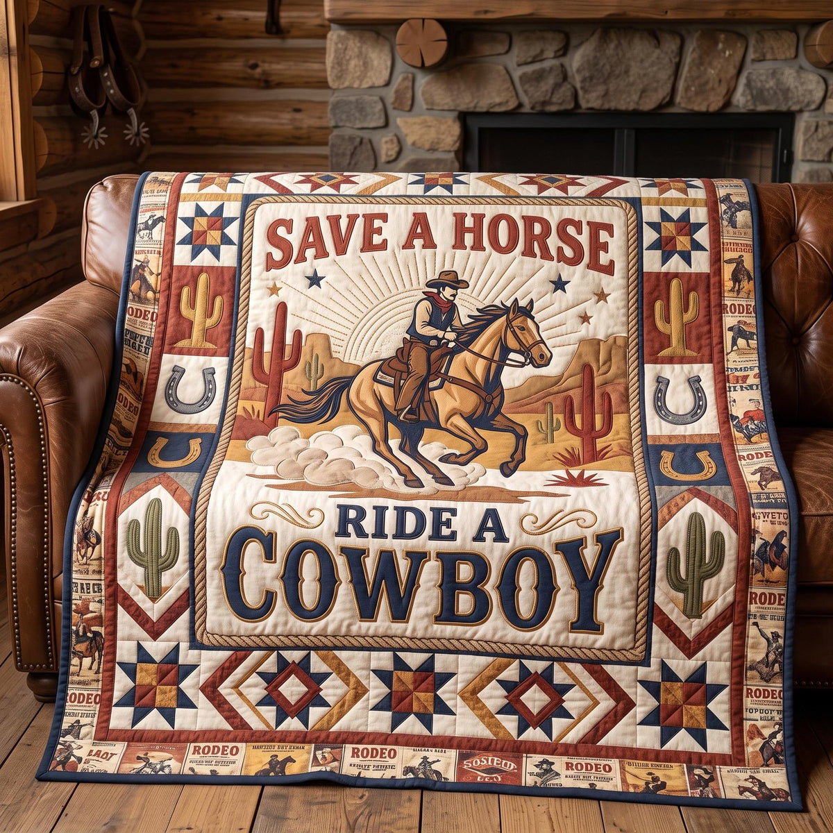 Cowboy Spirit Quilted Blanket printed blanket