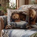 Cozy Bear Lodge Quilted Cushion Cover printed cushion cover