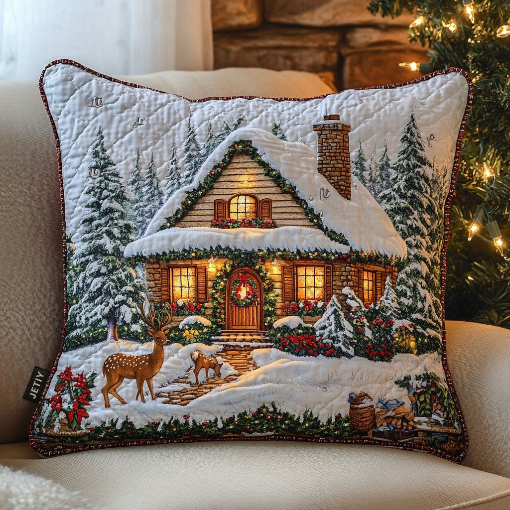 Cozy Cabin Quilted Cushion Cover printed cushion cover