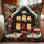 Cozy Cabin Scene Quilted Cushion Cover printed cushion cover