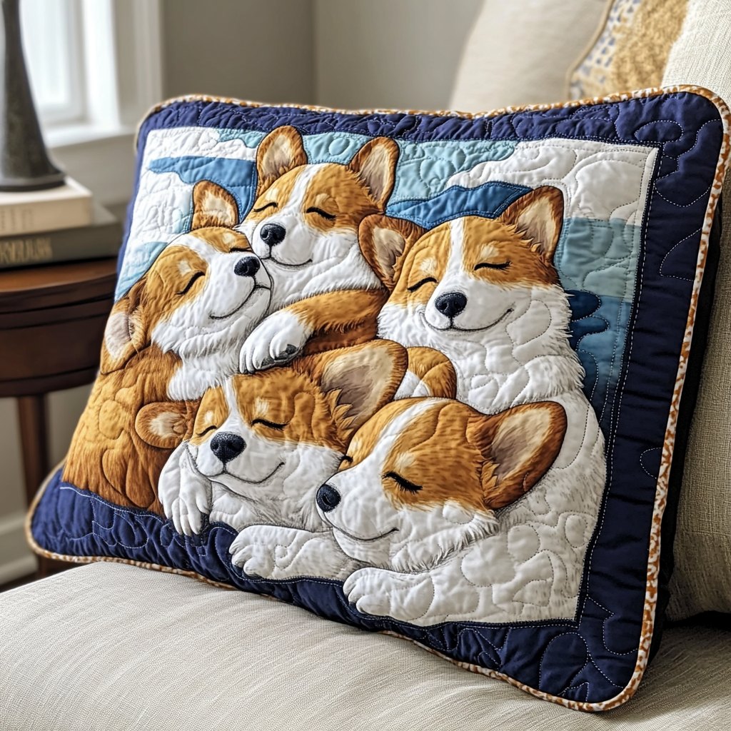 Cozy Canine Slumber Quilted Bedding Cushion Cover printed cushion cover
