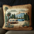 Cozy Caravan Quilted Cushion Cover printed cushion cover