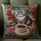 Cozy Cat Corner Quilted Cushion Cover printed cushion cover
