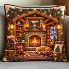 Cozy Christmas Cabin Quilted Cushion Cover printed cushion cover