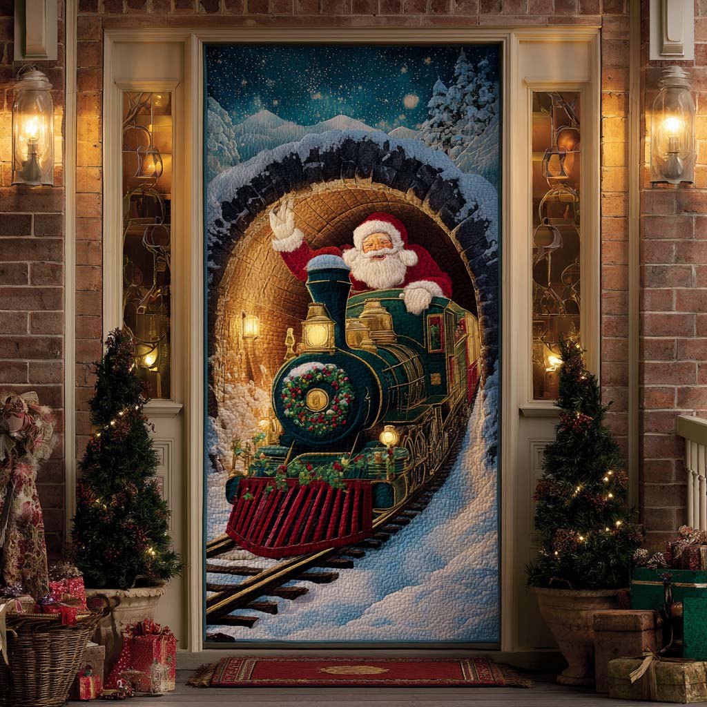 Cozy Christmas Train Quilted Door Curtain printed door curtain
