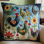 Cozy Cluckers Quilted Cushion Cover printed cushion cover