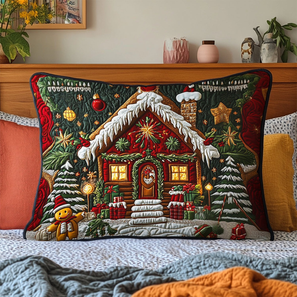 Cozy Cottage Quilted Bedding Cushion Cover printed cushion cover