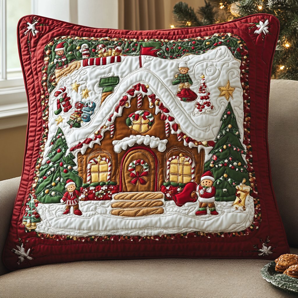 Cozy Cottage Quilted Cushion Cover printed cushion cover