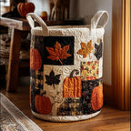 Cozy Fall Gathering Quilted Laundry Hamper printed laundry hamper