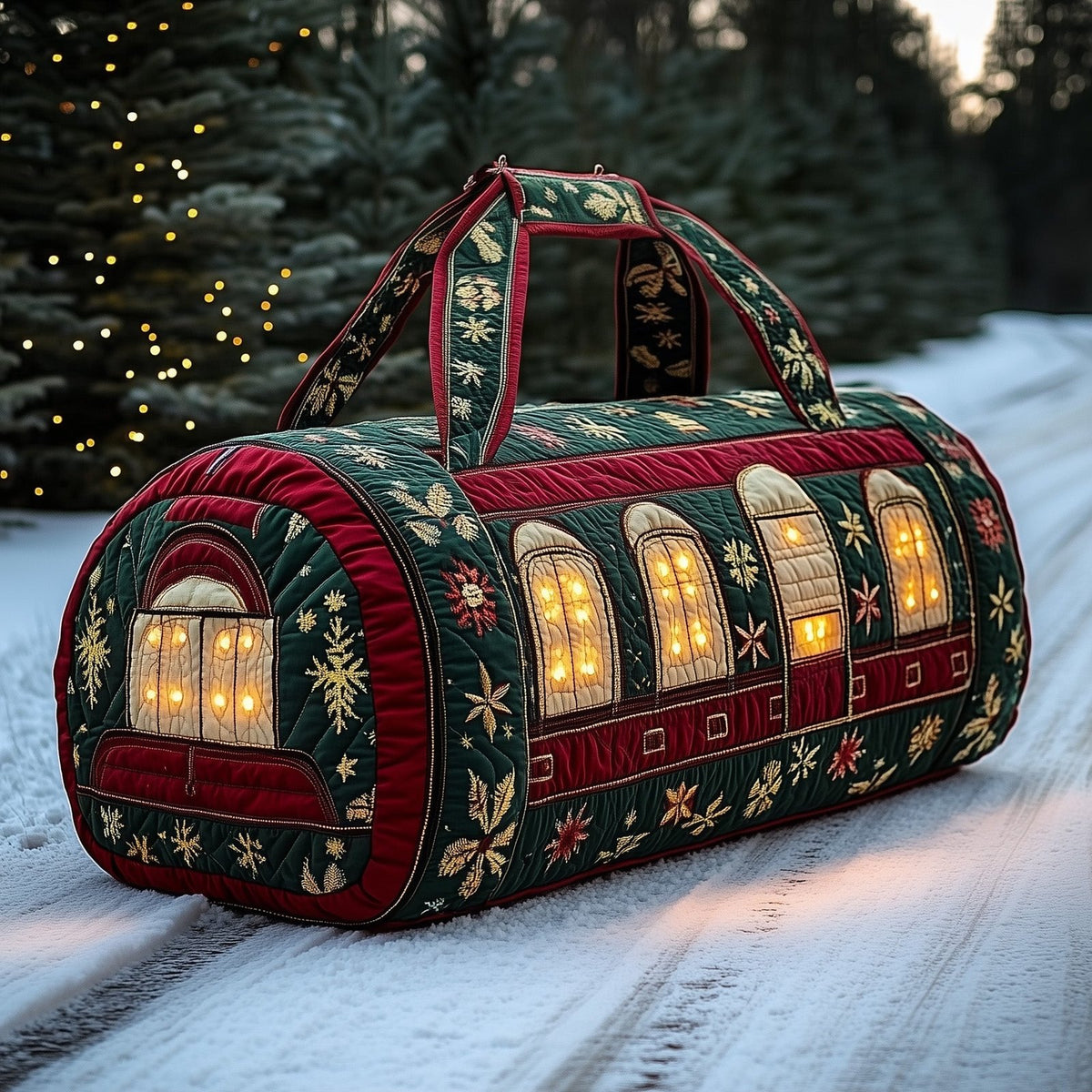 Cozy Holiday Quilted Duffle Bag printed duffle bag