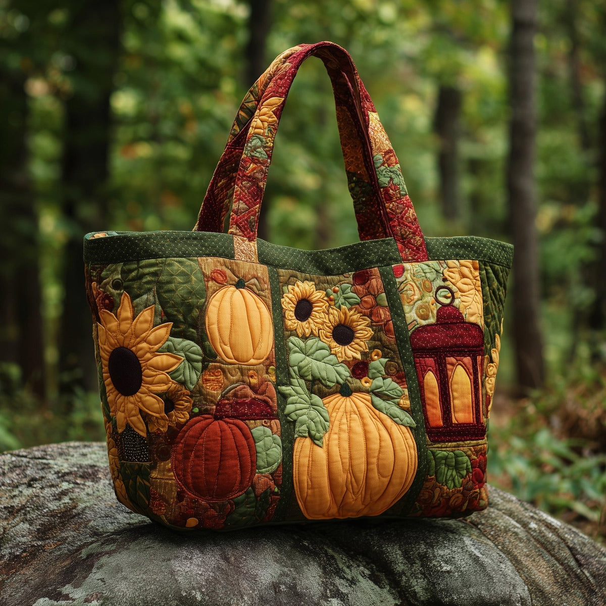 Cozy Lantern Quilted Tote Bag printed tote bag