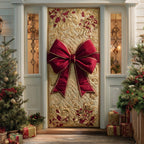 Cozy Ribbon Wreath Quilted Door Curtain printed door curtain