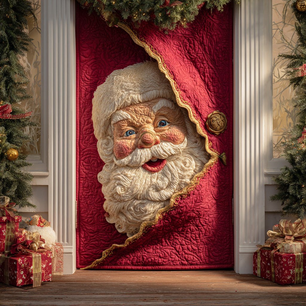 Cozy Santa Greetings Quilted Door Curtain printed door curtain