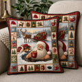 Cozy Santa Winter Hot Cocoa Quilted Pillow Case printed quilted cushion cover