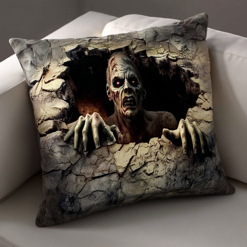 Cracked Zombie Stone Quilted Cushion Cover printed cushion cover