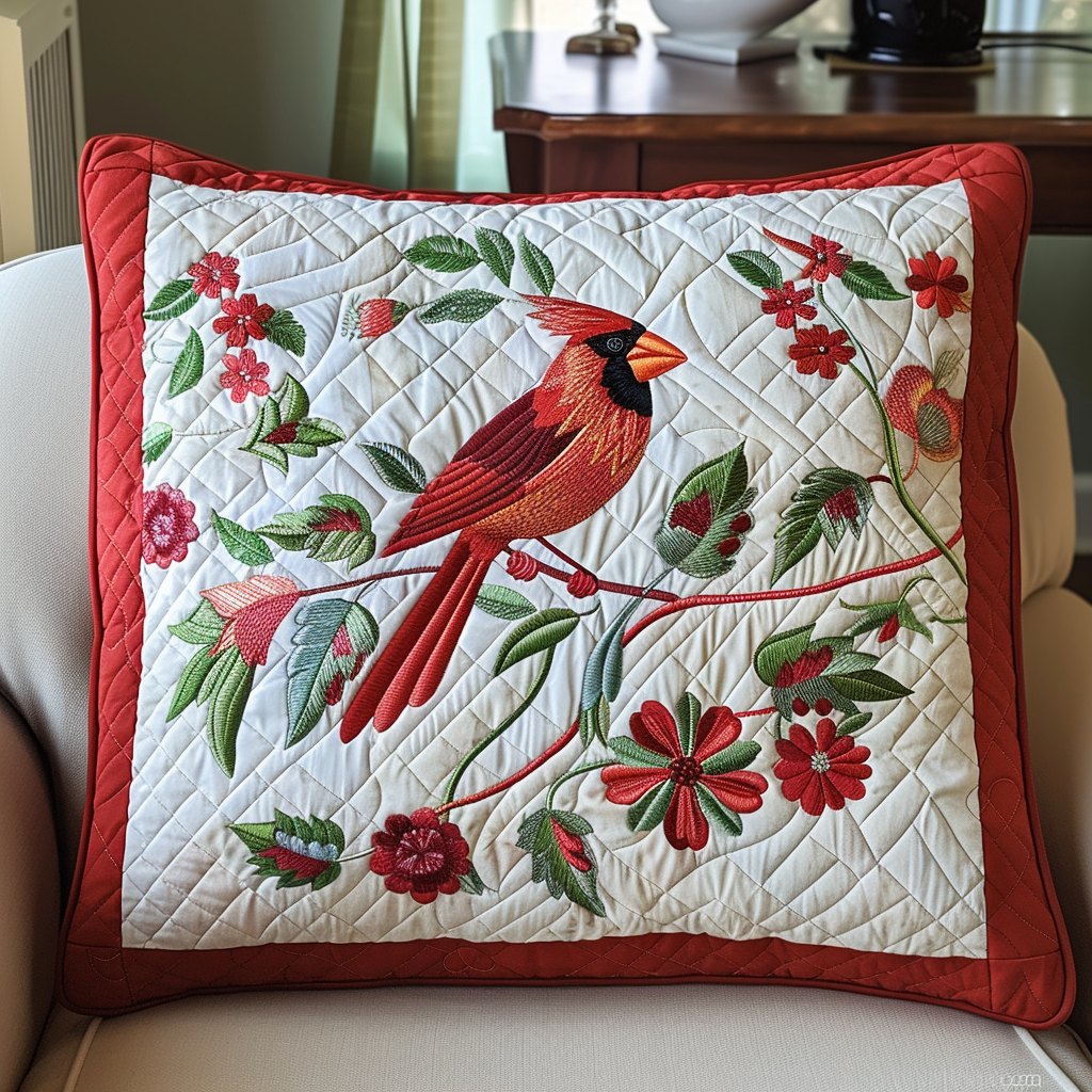 Crimson Call Quilted Cushion Cover printed cushion cover