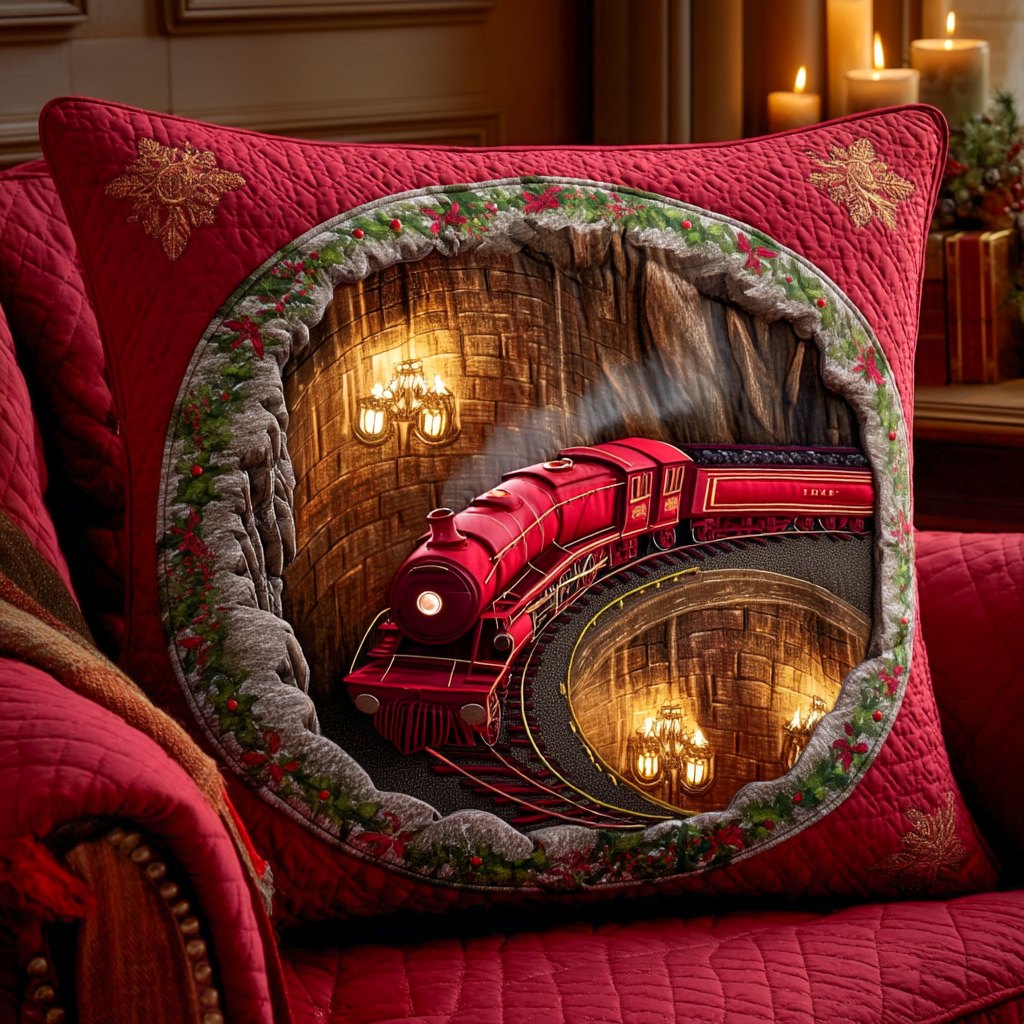 Crimson Express Quilted Cushion Cover printed cushion cover