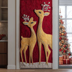 Crimson Holiday Forest Quilted Door Curtain printed door curtain