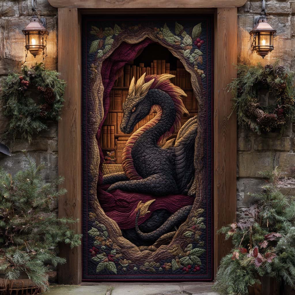 Crimson Inferno Quilted Door Curtain printed door curtain